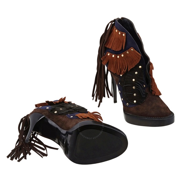 NEW Runway Burberry Lilybell Studded Fringe Boots Bootie Heels - Picture 10 of 11